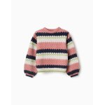Pull en maille � rayures rose