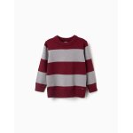 Pull en maille � rayures rouge fonc�