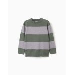Pull en maille � rayures vert fonc�