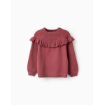 Pull en maille  volants et manches bouffantes marron