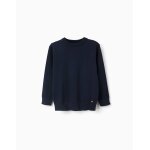 Pull  manches longues en maille bleu fonc