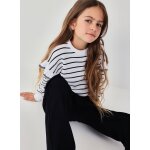 Pull � manches longues ray� blanc