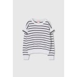 Pull � manches longues ray� blanc
