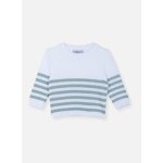 Pull marini�re en coton blanc / bleu danube