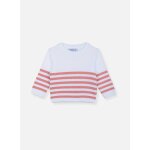 Pull marinire en coton blanc / bouton de rose