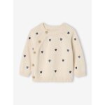 Pull naissance avec petits c�urs brod�s �cru
