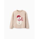 Pull de noel en maille avec renne en jacquard beige clair