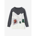 Pull de nol motif paysage ludique garon anthracite