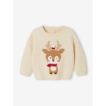Pull de nol renne dtails brillants bb beige poudr