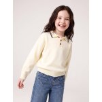 Pull polo fille manches longues �cru