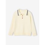 Pull polo fille manches longues �cru