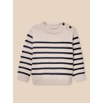 Pull ray� b�b� - coton biologique rayure marine / ecru