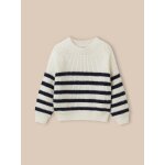 Pull ray fille rayure ecru