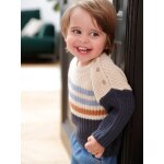 Pull à rayures colorées boutonné épaule bébé garçon bleu ardoise Pull à rayures colorées boutonné épaule bébé garçon bleu ardoise