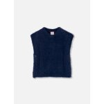 Pull sans manches fille avec boutons bleu