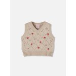 Pull sans manches fille brod� de fleurs beige