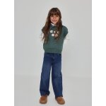 Pull sans manches fille imprim� fleurs vert