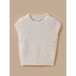 Pull sans manches fille laine et alpaga ecru chine