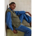 Pull sans manches ctes perles de grossesse kaki