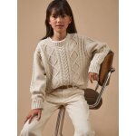 Pull torsad� avec laine fille ecru chine