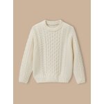 Pull torsad� avec laine gar�on ecru