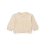 Pull en tricot pour b�b� fille avec d�tail floral et toucher doux blanc