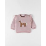 Pull en tricot cheval rose
