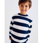 Pull en tricot fin  rayures bleu fonc