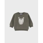 Pull en tricot avec motif z�bre vert