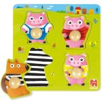 Puzzle les 3 petits cochons vert
