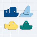 Puzzle de bain - bateaux bleu