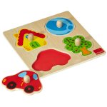 Puzzle bb en bois beige