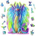 Puzzle en bois - dragon multicolor