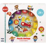 Puzzle en forme d'horloge en bois multicolore