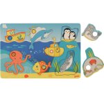 Puzzle avec images cach�es - animaux marins bleu