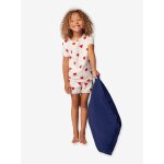 Pyjacourt coeur fille manches courtes en coton bio motif coeurs
