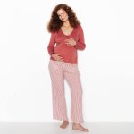 Pyjama 2 pieces de grossesse avec brassiere int�gr�e et ceinture stretch insomnia multico rose