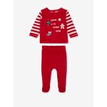 Pyjama 2 pièces en velours bébé noël rouge brique Pyjama 2 pièces en velours bébé noël rouge brique