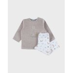Pyjama 2 pices en velours avec broderie lapin beige