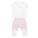 Pyjama b�b� 2 pi�ces en coton bio lapin rose