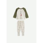 Pyjama b�b� 2 pi�ces en polaire avec pieds retroussables pistache kaki