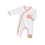 Pyjama bb en coton - esmee blanc / orange