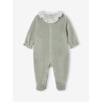 Pyjama bb fille velours collerette imprime personnalisable vert sauge