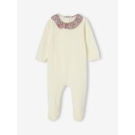 Pyjama bébé fille velours et tissu liberty personnalisable écru Pyjama bébé fille velours et tissu liberty personnalisable écru