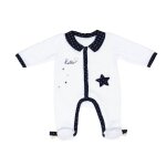 Pyjama bébé À manches longues en velours - hello blanc Pyjama bébé À manches longues en velours - hello blanc