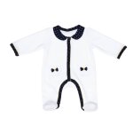 Pyjama bébé À manches longues en velours - hello blanc / bleu Pyjama bébé À manches longues en velours - hello blanc / bleu