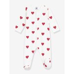 Pyjama b�b� mixte en molleton imprim� coeurs blanc