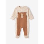 Pyjama b�b� mixte en molleton ouverture pont pressionn�e �cru