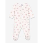 Pyjama b�b� en molleton imprim� coeurs bleu clair