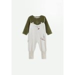 Pyjama b�b� avec pieds retroussables en velours pistache beige